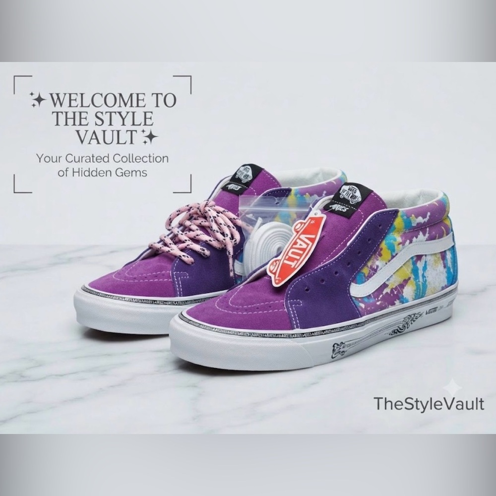 Vans Kids Purple Tie-Dye Old Skool Sneakers with White Stripe